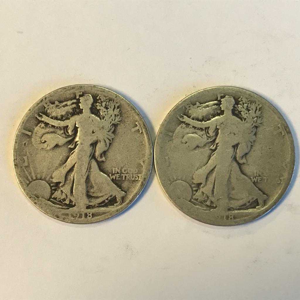 Set of 1918-S Silver Walking Liberty Half Dollars