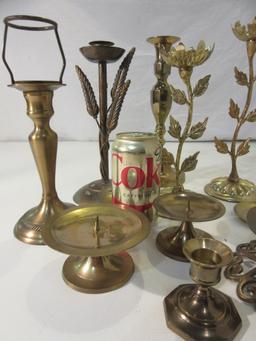 Large Lot of Gold Tone Candle Holders