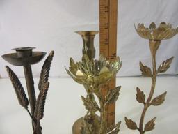 Large Lot of Gold Tone Candle Holders