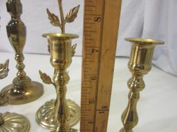 Large Lot of Gold Tone Candle Holders