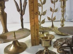 Large Lot of Gold Tone Candle Holders