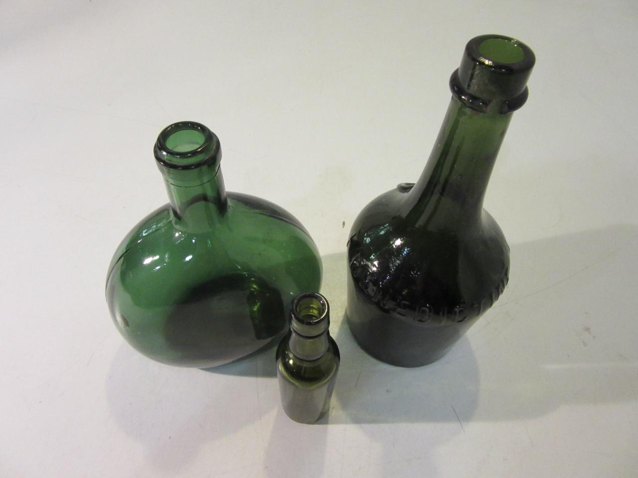 Lot of 3 Small Green Glass Bottles