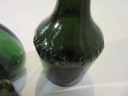 Lot of 3 Small Green Glass Bottles