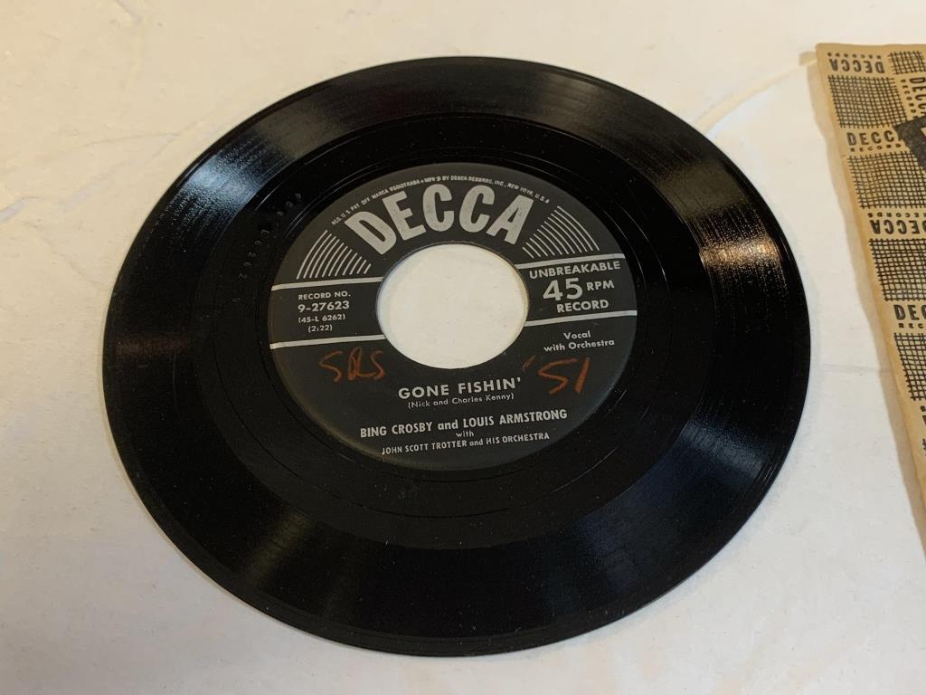 BING CROSBY Gone Fishin 45 RPM Record 1951