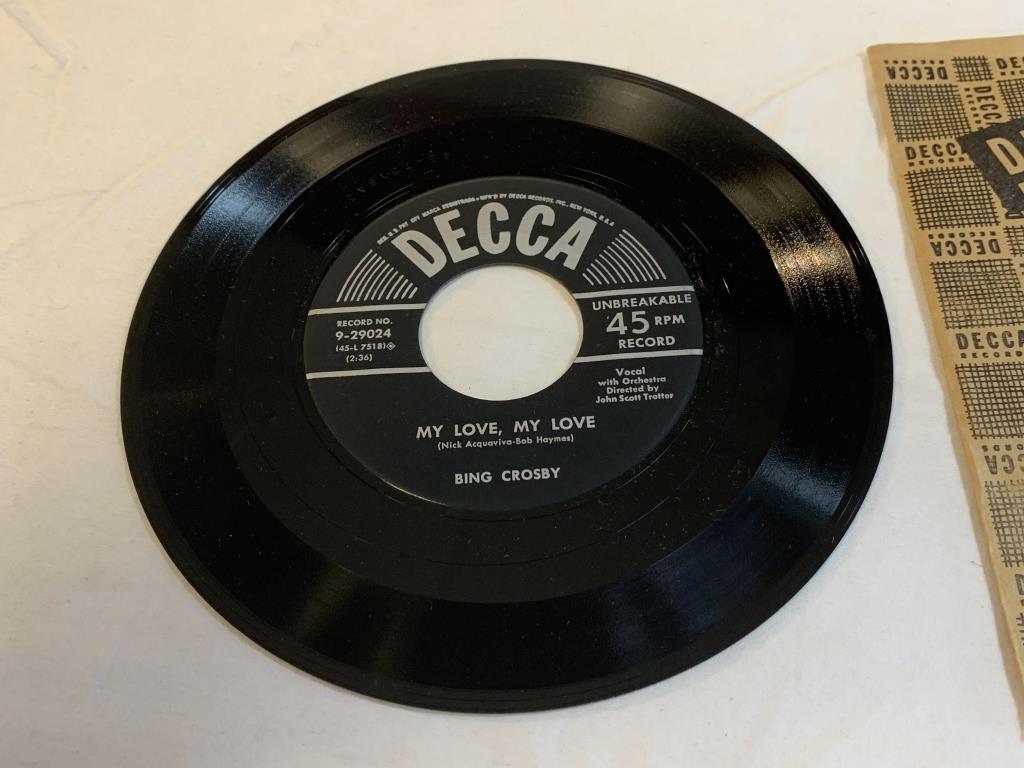BING CROSBY Secret Love 45 RPM Record 1950's