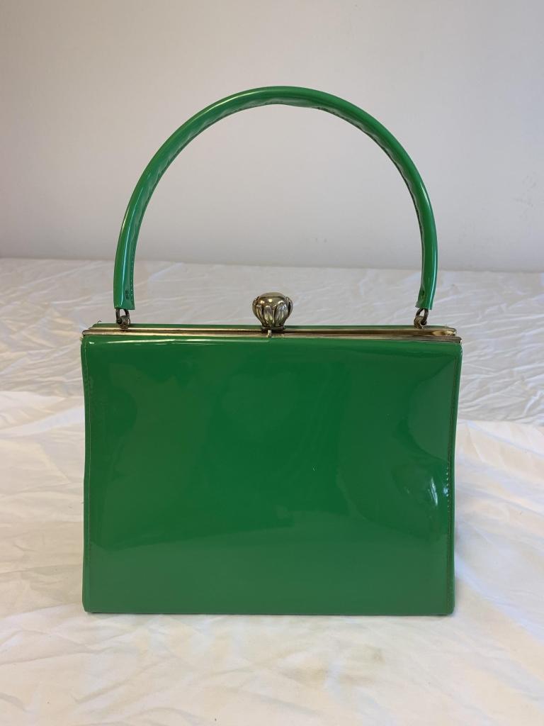 Vintage Green Vinyl Purse Hand Bag