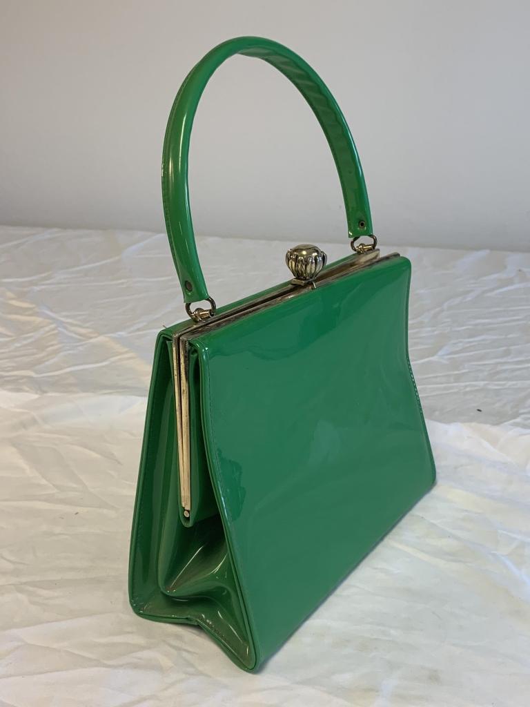 Vintage Green Vinyl Purse Hand Bag