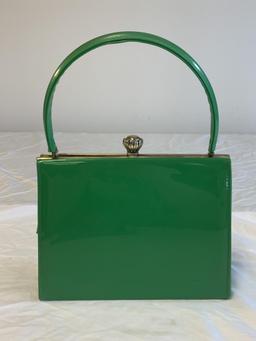 Vintage Green Vinyl Purse Hand Bag