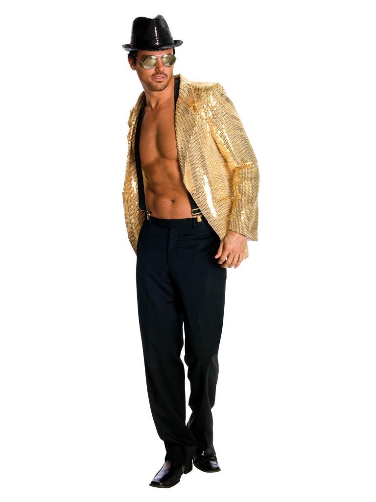 GOLD SEQUIN JACKET Roaring 20's Adult Costume NEW