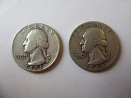 Pair of 1945/1957 .90 Silver Washington Quarters