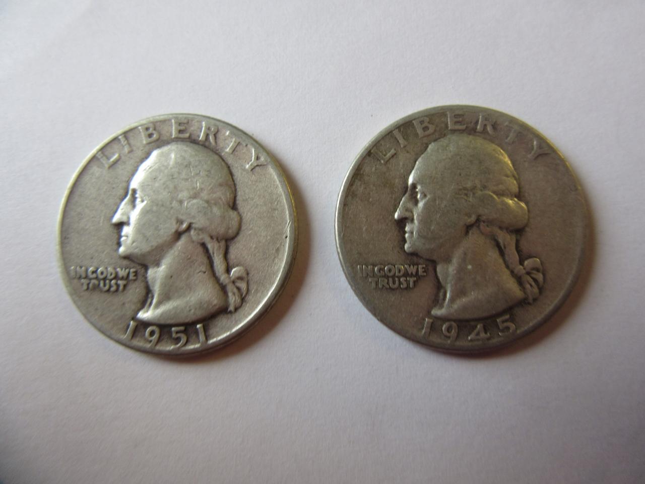 Pair of 1945/1957 .90 Silver Washington Quarters