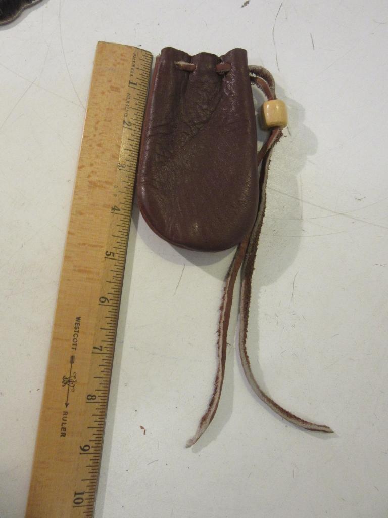 Lot of 2 Vintage Leather Items, Including: Pouch