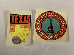 Vintage Statue Of Liberty & Texas State Stickers