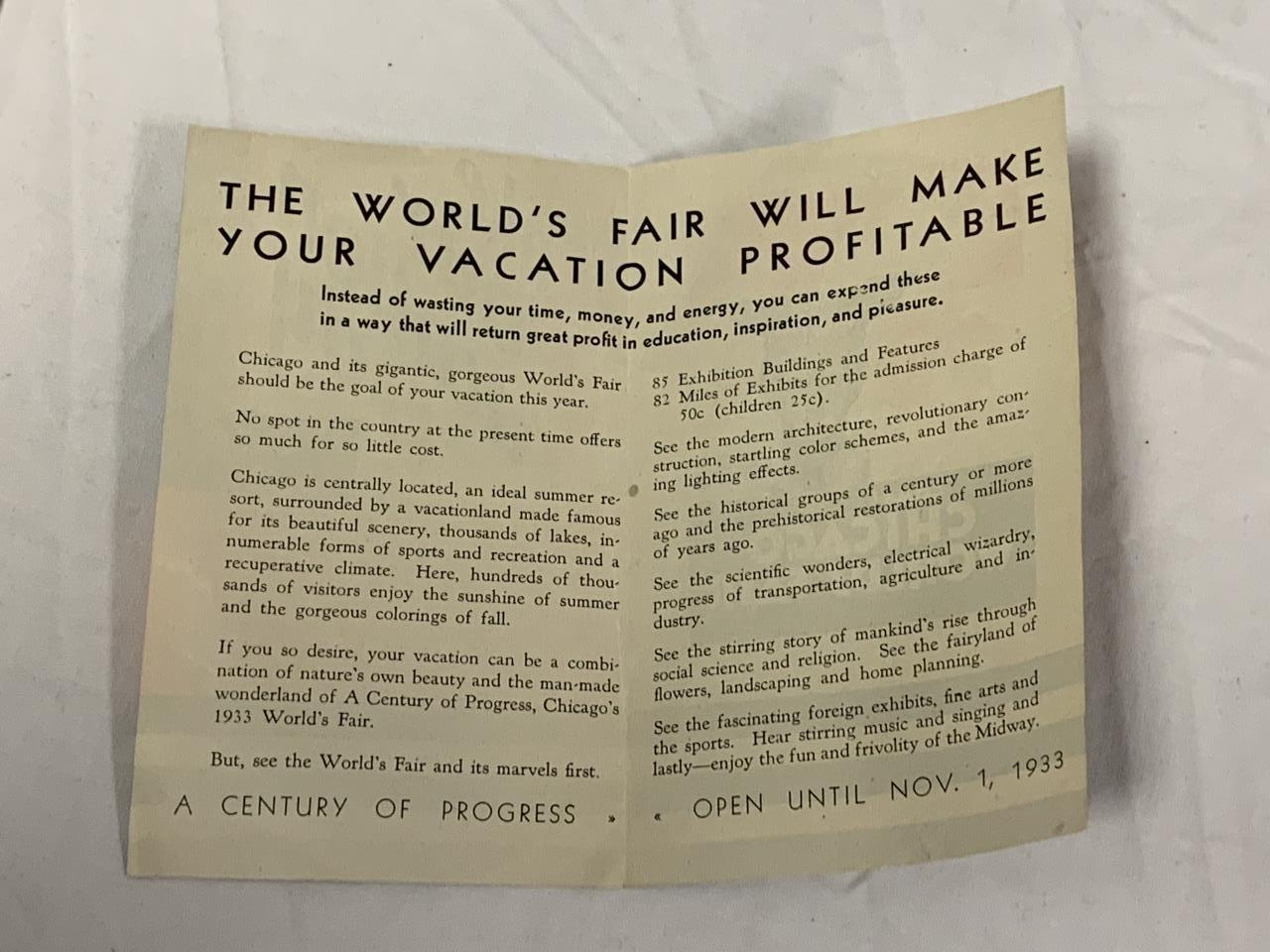 Original 1933 Chicago World's Fair memorabilia