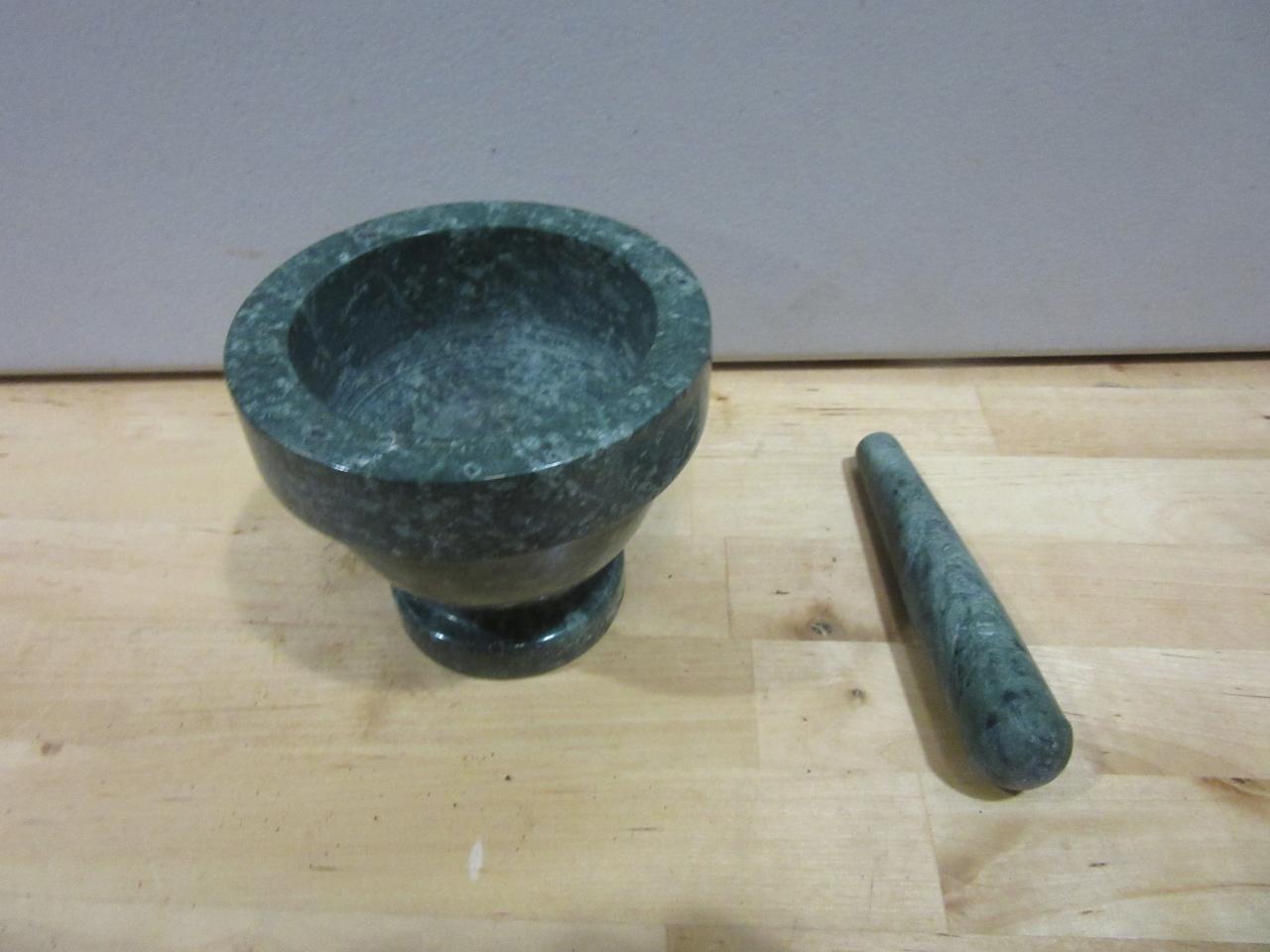 Vintage Granite Green Mortar and Pestel