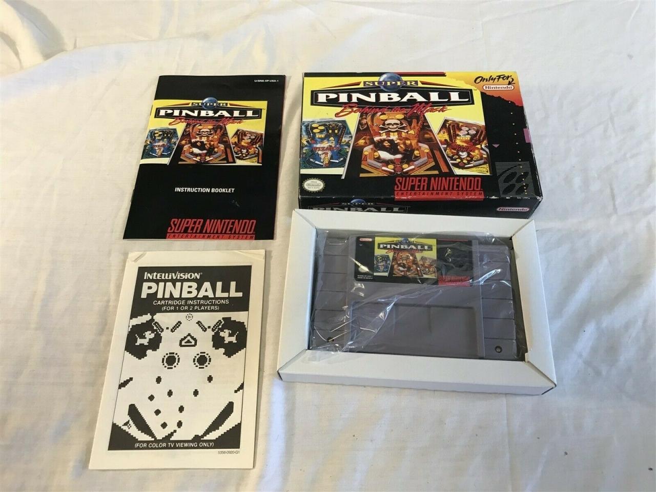 Nintendo SNES Super Pinball Behind the Mask game