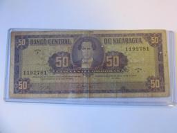 1968 Banco De Nicaragua 50 Cordobas Banknote