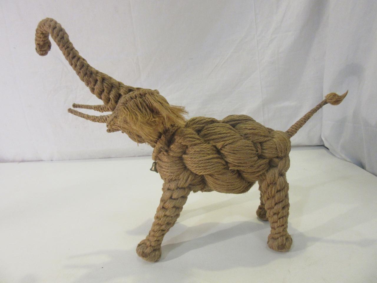 Twine Elephant Figurine W/ Neck Bell