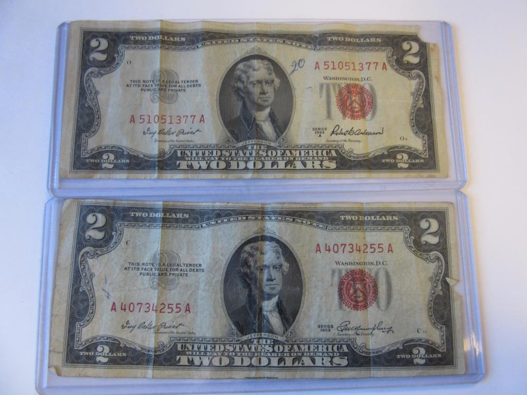 Pair of Series 1953/1953A $2 Red Notes