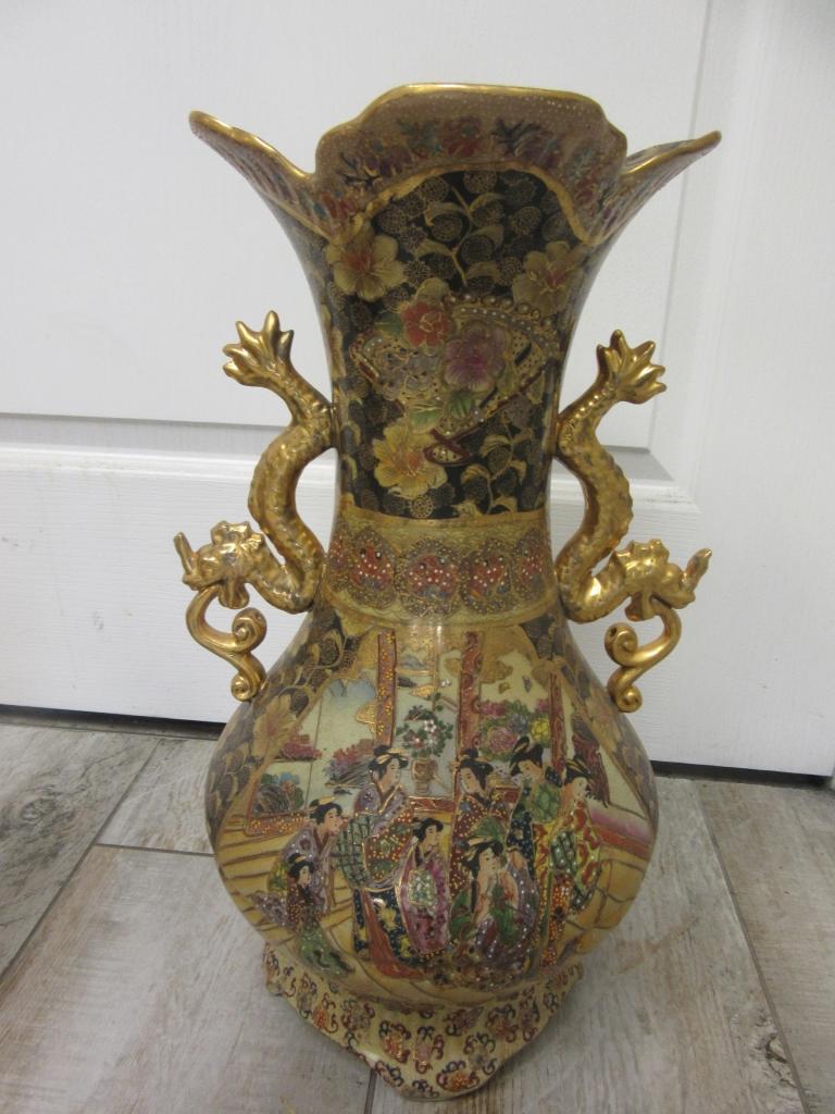 2 Large Asian Design Decorative Vases