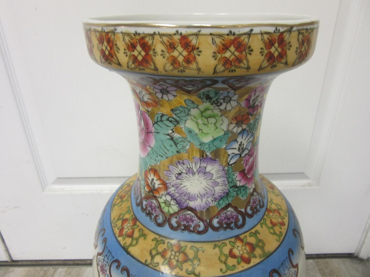 Large Ceramic Vase With Floral Design