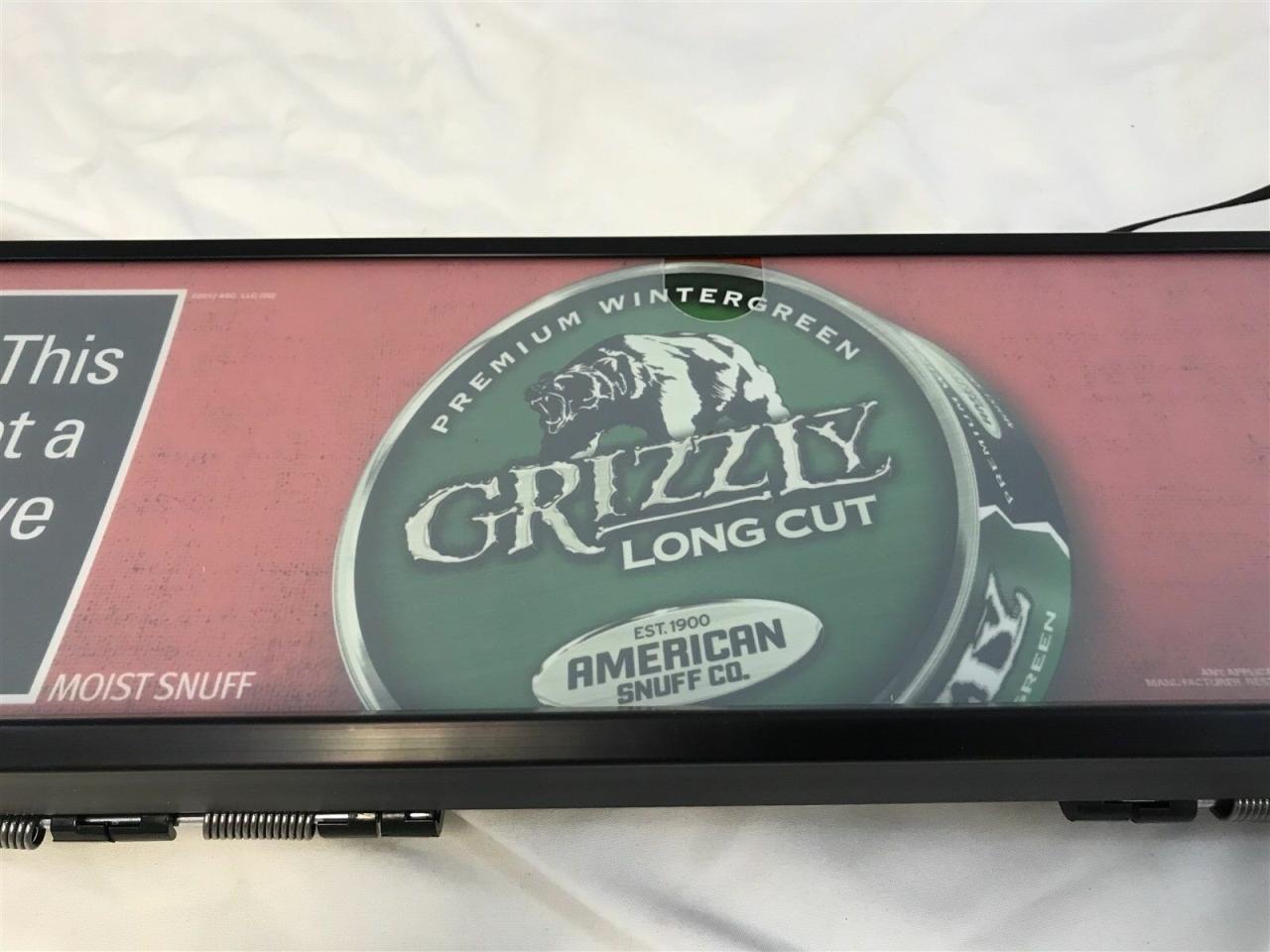 Grizzly Long Cut Wintergreen Snuff LED Sign NEW