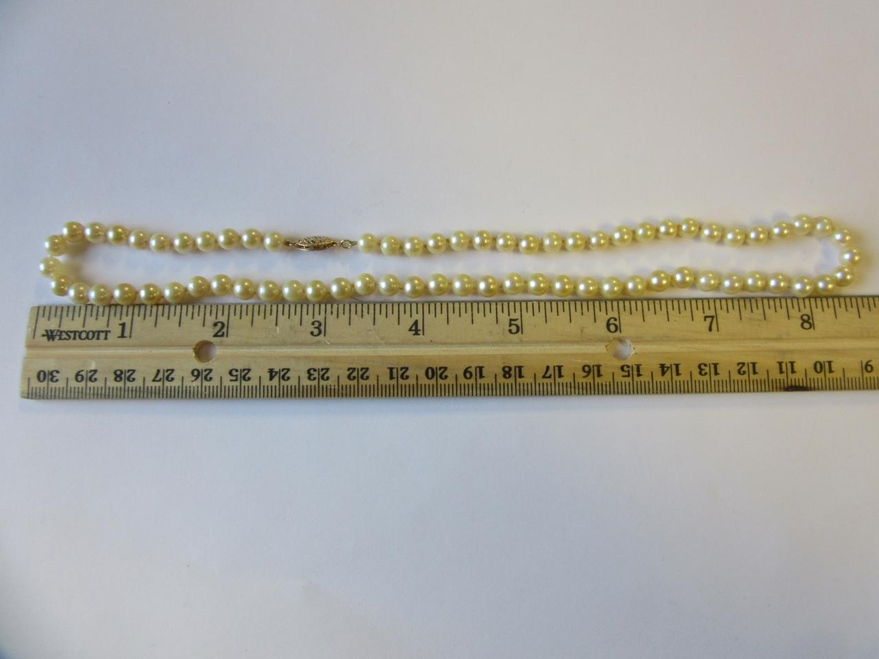 17" Pearl Necklace with 14k Gold Clasp