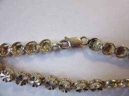 .925 Silver 5.4g7.25" Clear Stone Bracelet