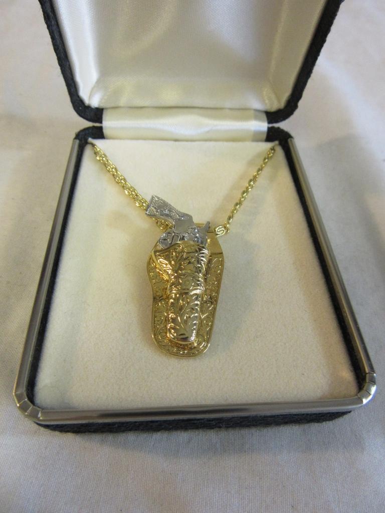 14K H.G.E Holstered Gun Pendant Necklace