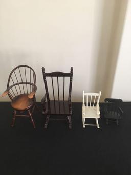 Lot of four miniature doll chairs