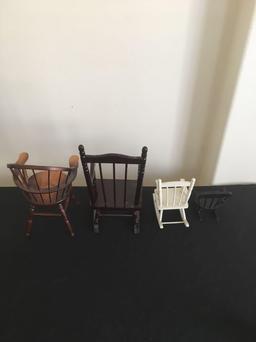 Lot of four miniature doll chairs