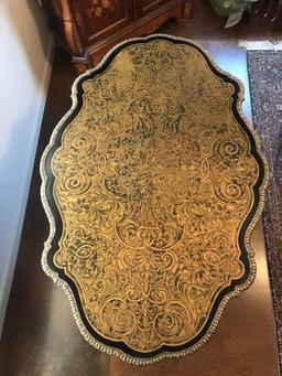 Vintage ornate gold-tone with inlay pedestal table