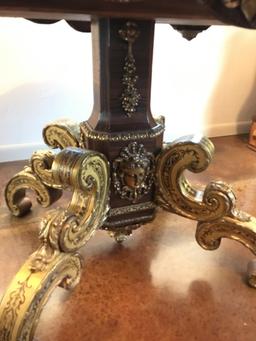 Vintage ornate gold-tone with inlay pedestal table