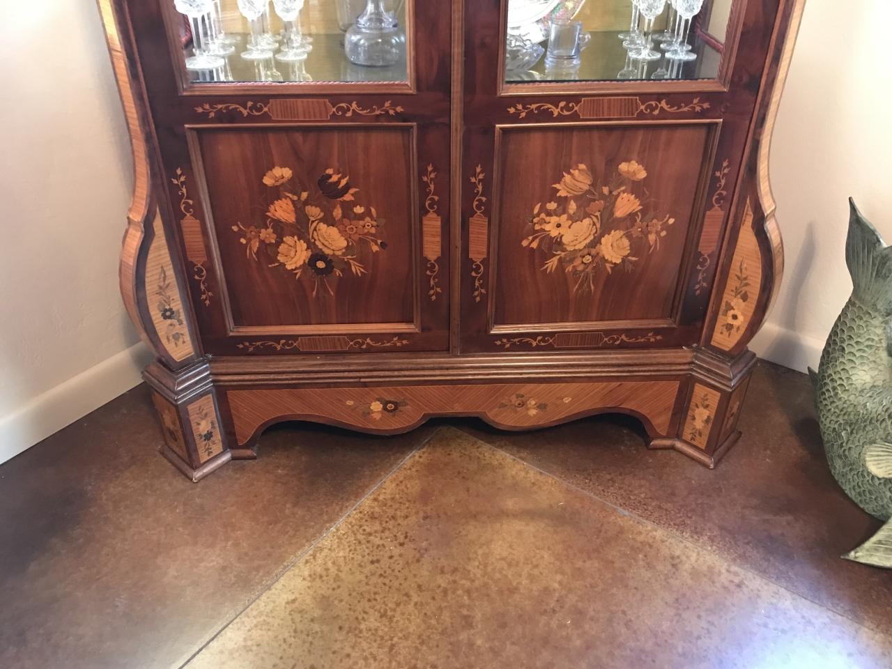 Italian Style Marquetry Inlay Curio Cabinet