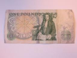 British 1 Pound Sir Isaac Newton Note w/ 20 Coins