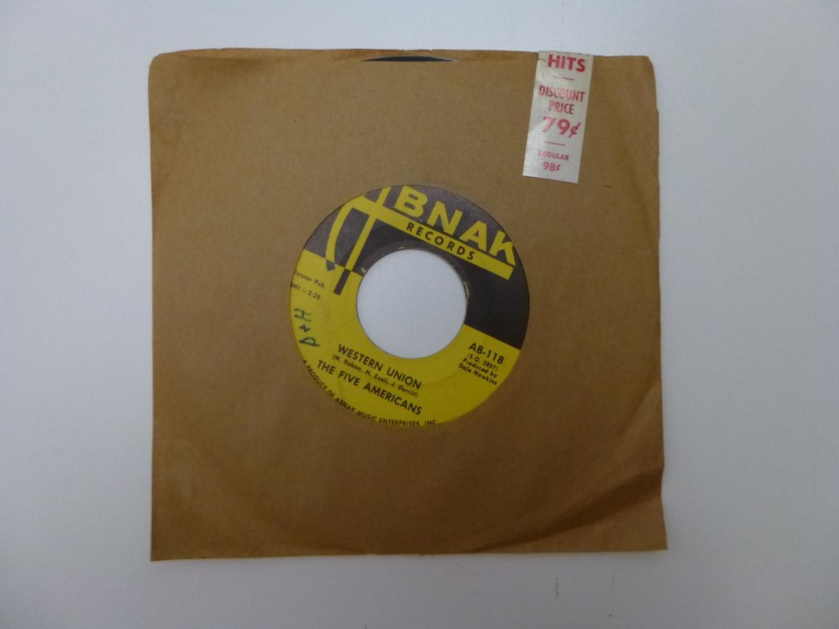 THE FIVE AMERICANS Western Union 45 RPM Record 196