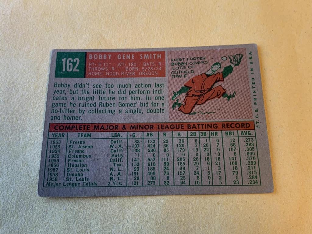 BOBBY SMITH Cardinals 1959 Topps Baseball #162