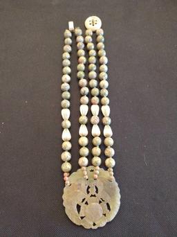 Vintage Jadite Oriental Style Necklace