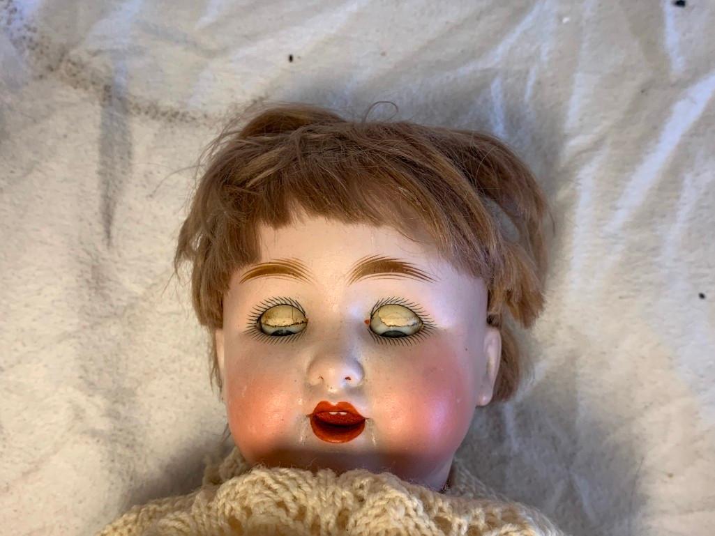 Antique Germany Bisque 14" Doll with composition Body and Sleepy Eyes Open Mouth