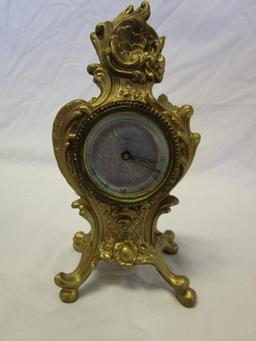 Artco Luminous gold-tone metal wind up clock for parts and repair