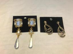 Lot of 6 Gold-Tone Rhinestone Costume Earrings