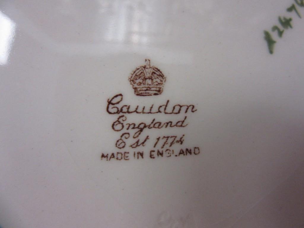 Set of 4 Cauldon English Floral Design Porcelain Plates 9.5" in Diameter