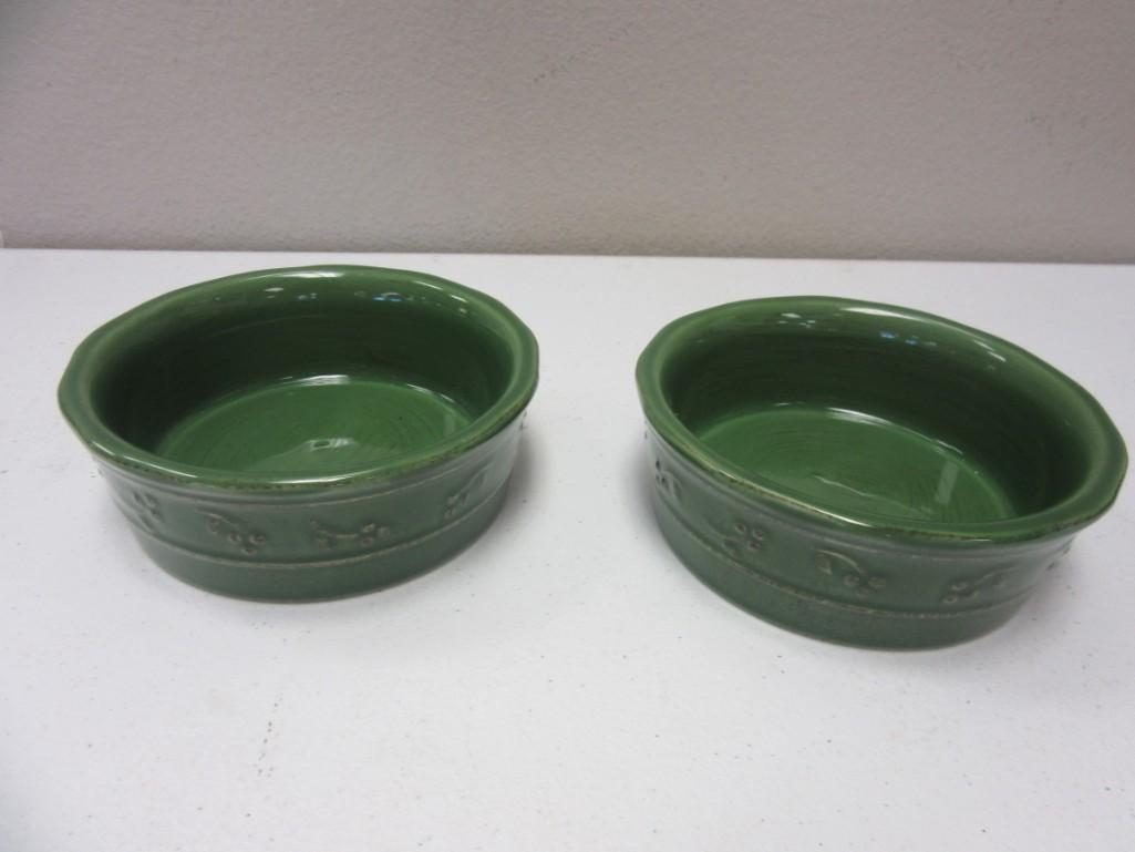 Pair of Green Bella Debby Segura Designs Stoneware Bowls