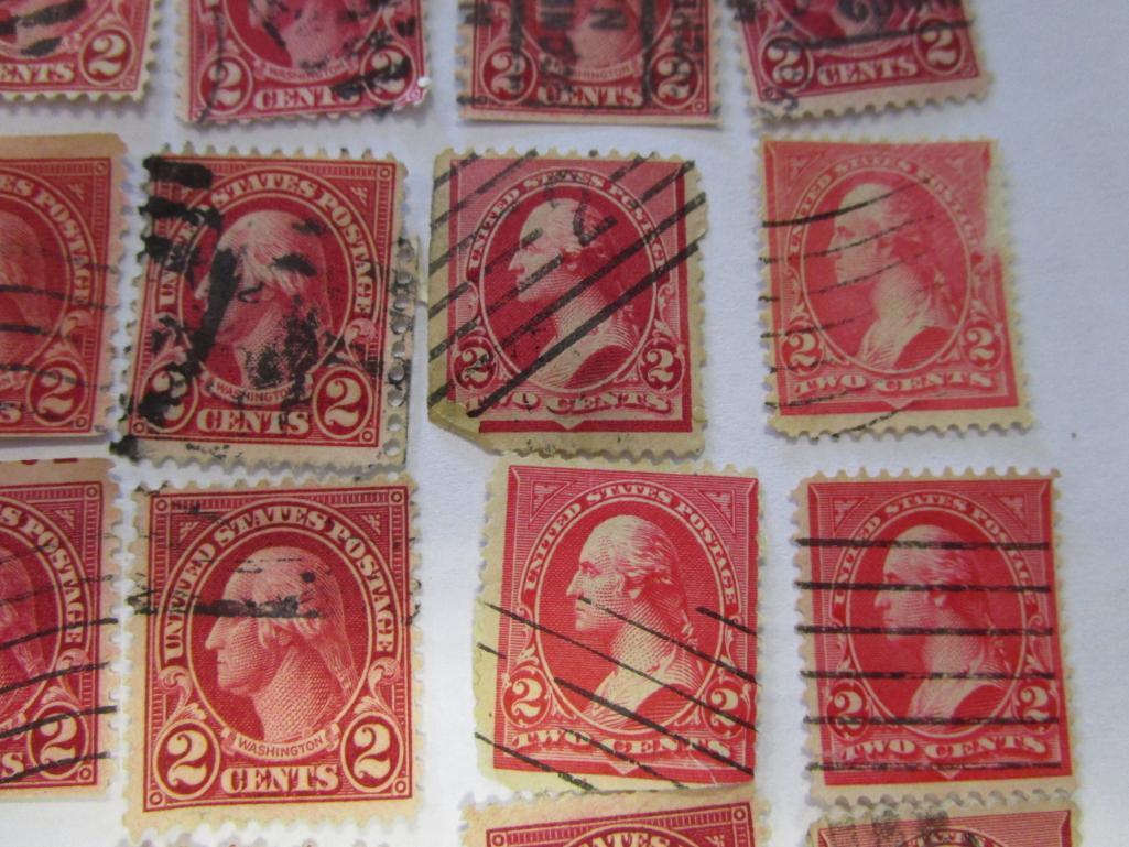 Historical lot of 50 various 2 cent US postage and documentary stamps