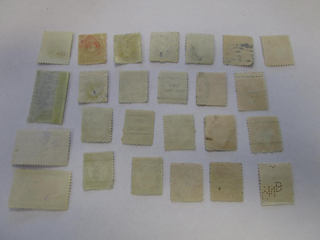 Historical lot of 25 various canceled postage stamps. 4, 5, and 6 cents