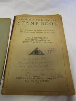 Vintage Around-The-World stamp book with over 500 vintage stamps