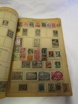 Vintage Around-The-World stamp book with over 500 vintage stamps