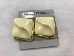 Lot of 12 Gold-Tone and Ivory Costume Earrings