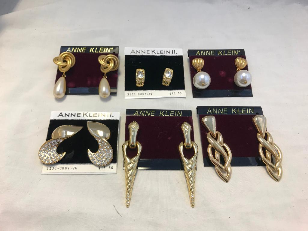 Lot of 6 Gold-Tone and Rhinestone Earrings