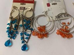 Lot of three vintage costume jewelry earrings